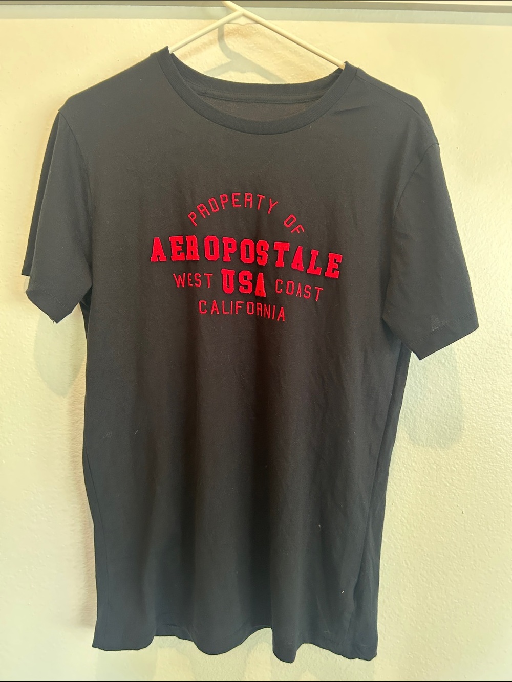 Aeropostale Black Short-Sleeve Tee with Red Logo